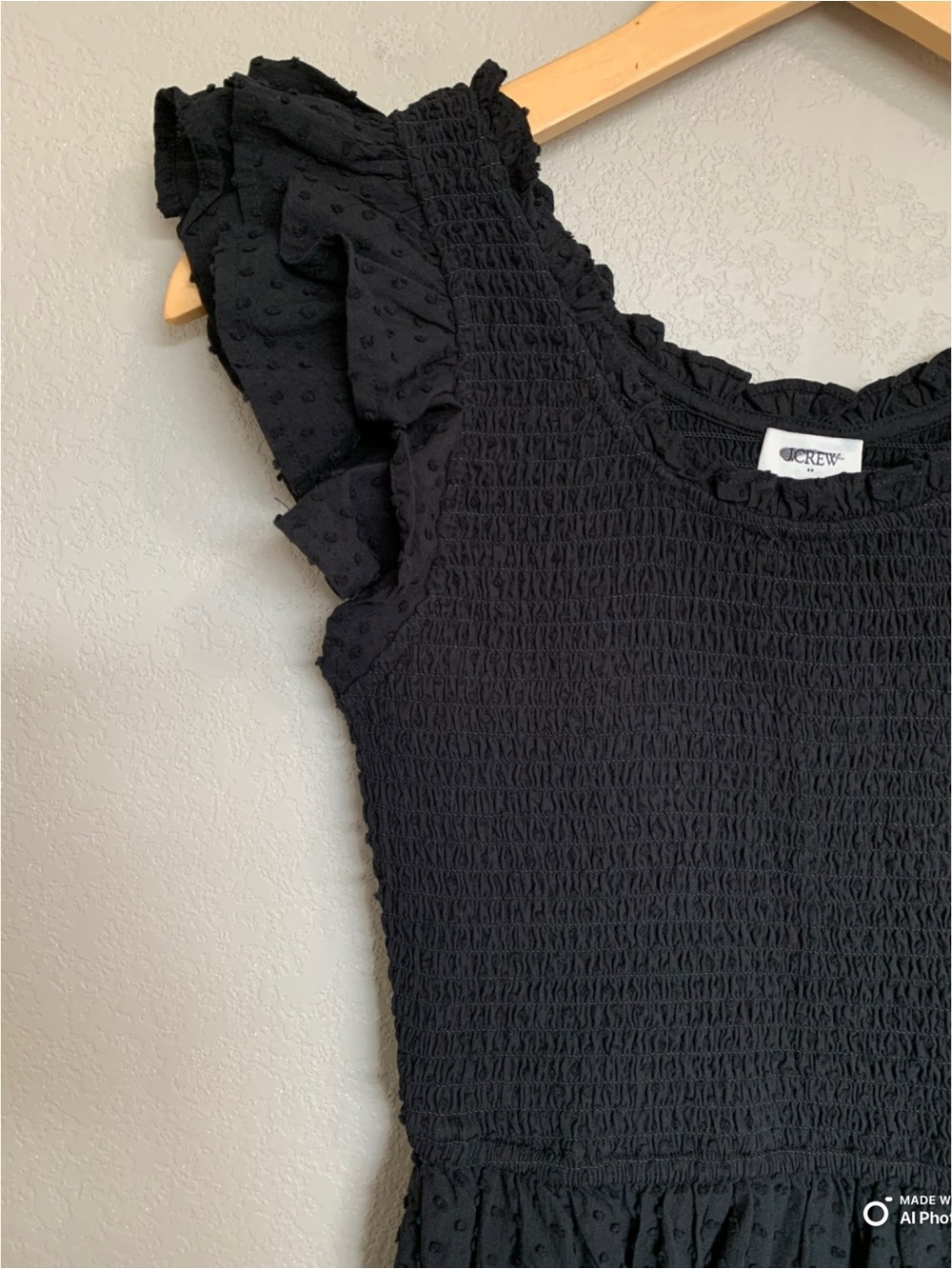 J Crew Factory Petite Black Swiss Dot Flutter Sleeve Midi Dress NWT Cottagecore - Picture 6 of 16